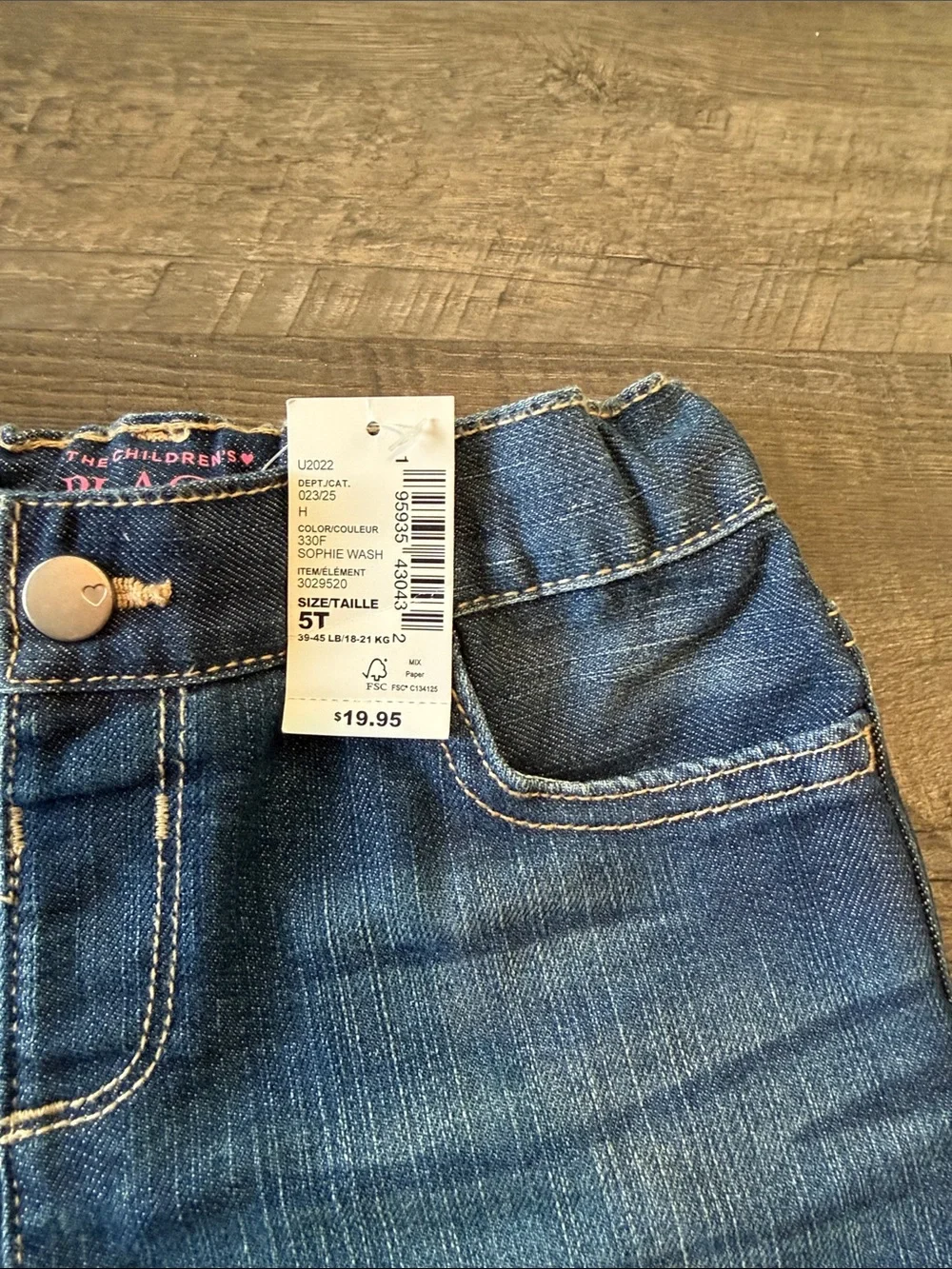 The Children's Place 5T Roll Cuff Sofie Wash Denim Midi Jean Shorts